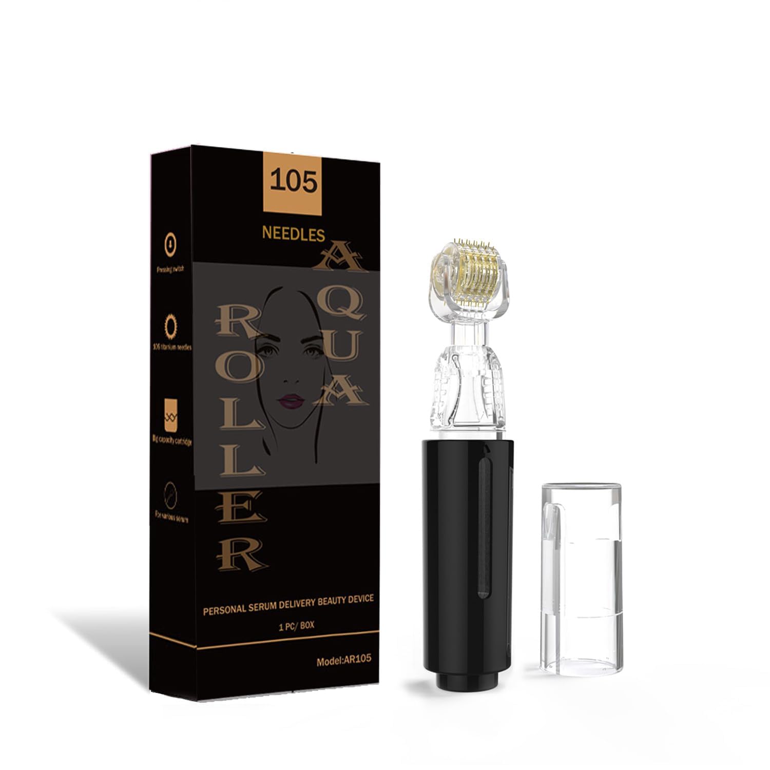 KASTWAVE 0.25mm Derma Roller Kit for Face, Scalp & Beard - Microneedling Tool for Glowing Skin & Anti-Aging, Skin Care for Men & Women (Black)