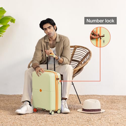 Image of Nasher Miles Bali Hard-Sided Polypropylene Cabin Luggage 20 inch | 55cm | 8 Wheels Small Trolley Bag for Travel | Suitcase (Cream)