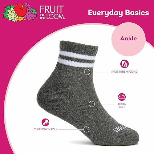 Image of Fruit of the Loom Girl's Everyday Essential Soft Cushion Socks