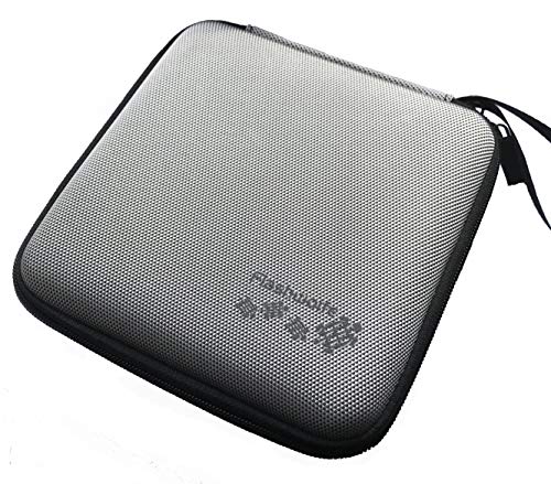 Flashwoife Estuche de nylon de EVA con placa en plateado Estuche protector de estuche rígido para grabadora de Blu-Ray de DVD externo