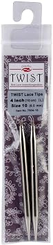 ChiaoGoo Needle Tips 4 inch 10cm for Twist Red Lace Interchangeable Set Size US 10 6mm 7504-10
