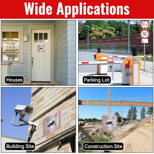 Videoüberwachung Schild, 2 Stück Schild Videoüberwachung Privatgrundstück, 15x15cm Aluminium Achtung Videoüberwachung Schilds, Schilds Kameraüberwachung für Überwachungskamera Oder Kamera Attrappe