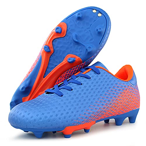 Hawkwell Kids Athletic Firm Ground Outdoor Comfortable Soccer Cleats Shoes(Toddler/Little Kid/Big Kid), Navy Pu, 6 M Us #TOP2