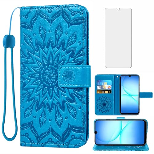 Étui Samsung Galaxy A17 5G en cuir fin à rabat avec motif tournesol chic