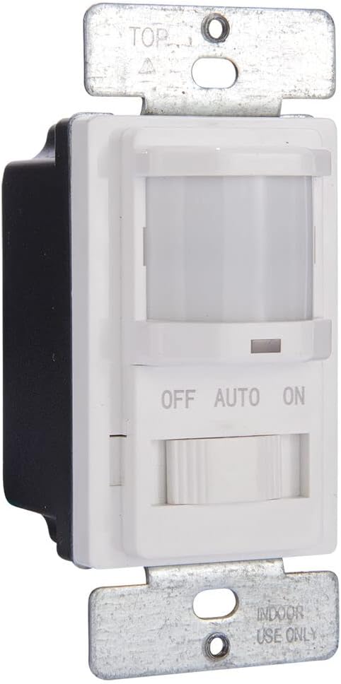 Intermatic iOS-DSIF-WH Motion Sensor, White - Automated Lighting Control with Adjustable Time Delay, Compatible with Lutron Caseta Home Automation Devices - Energy-Efficient & Reliable Performance
