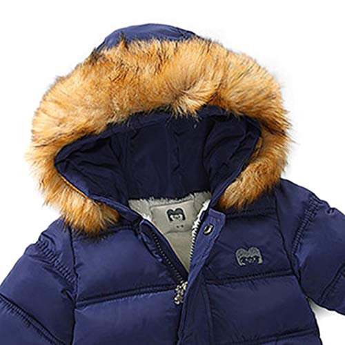 puseky Pasgeboren Baby Snowsuit Winter Warm Bont Hoodie Footed Romper Rits Jumpsuit Outwear met Wanten - Image 5