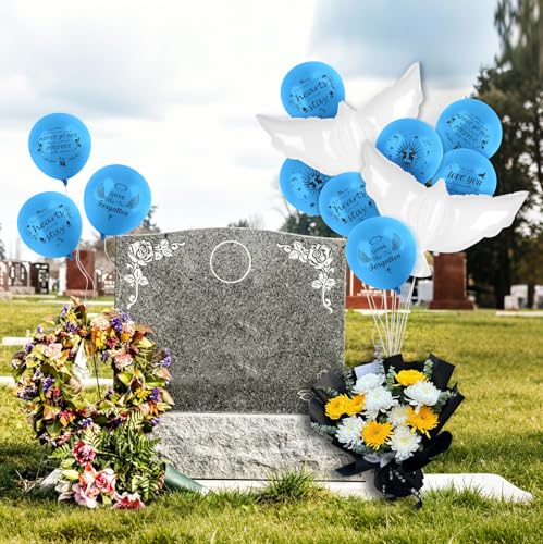 Image of 39Pcs Memorial Balloon for Release with 4PCS White Dove Balloons and 35PCS Memorial Balloons to Release in Sky Happy Heavenly Balloon for Condolence, Funeral, Anniversary, Remembrance Services