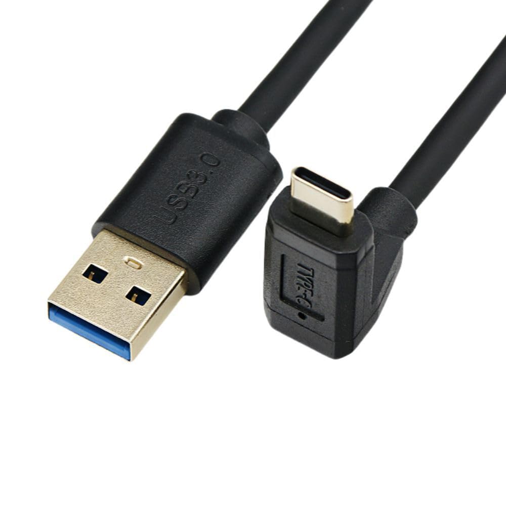 Câble USB C mâle vers USB 3.0 mâle (1 m), câble coudé à 90 degrés vers le haut et vers le bas de type C vers type A, prend en charge la synchronisation des données et charge rapide pour