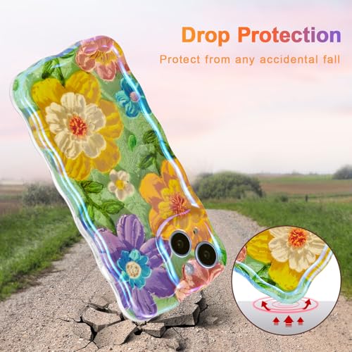 Coque pour iPhone 14 protection fleur brillante verte - 3