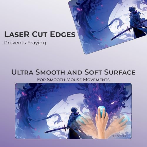 Image of BESTOR Anime Series DragonWarrior Anime Mouse pad with Anti-fray Stitching, Waterproof Surface & Non-Slip Rubber Base Stitched Edges Gaming Mouse Mat for Laptop (60cmx34cm)