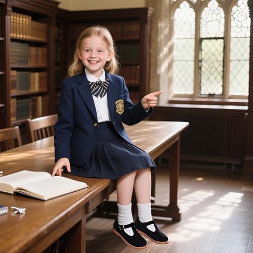 Image of Kiderence Toddler Girl Mary Jane School Uniform Dress Shoes Oxford Flats | Wide Toe Box Great Comfort for Student Shoe and Flower Girl Shoe for Wedding, Parties, Church