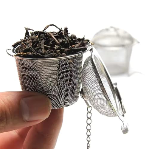 Image of Giffy Stainless Steel Teapot Tea Infuser Filter Basket for Green Tea Loose Leaf Tea Bags with Chain and Hook Rust-Free | Locking Infuser Basket | 1 Pcs (1)