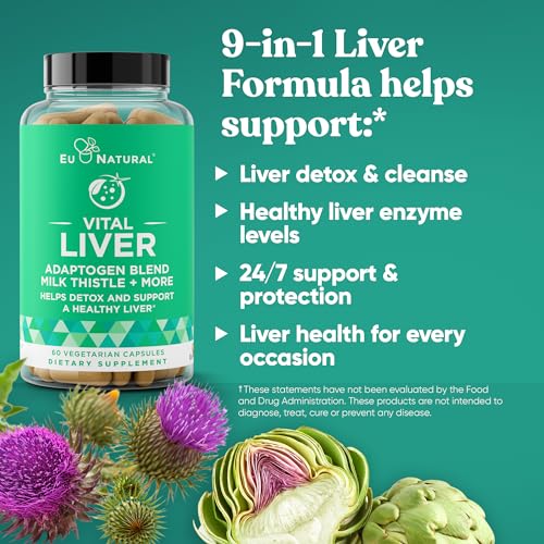 Vital Liver Cleanse Detox & Repair – 9-in-1 Liver Support Supplement – Milk Thistle, Artichoke Extract, Turmeric, Adaptogens – Optimal Liver Function and Digestive Health – 60 Vegetarian Soft Capsules - Image 3