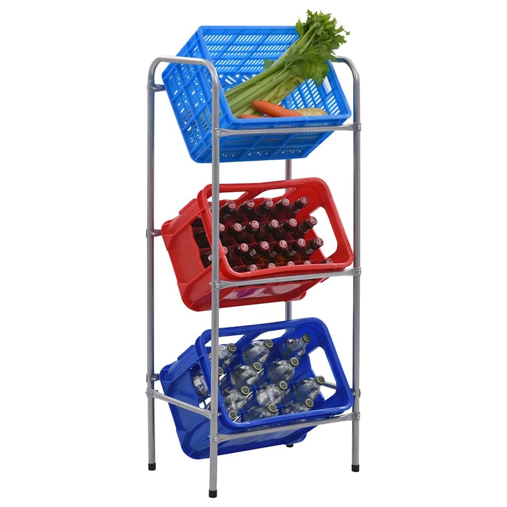 Générique Étagère de Rangement pour 3 caisses Argenté 50x33x116 cm Acier,Entreprise & Industrie,Stockage Industriel,Étagères industrielles,285212