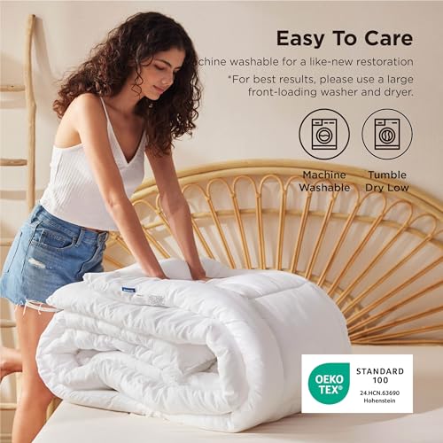 Image of Bedsure Comforter Duvet Insert - Quilted Comforters Queen Size, All Season Duvet, GentleSoft Down Alternative Bedding Blanket, with 8 Tabs, Gifts for Women /Men, White, Queen 88 x 88 Inches