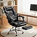 COLAMY Executive Office Chair for home - Ergonomic High Back Desk Chair with Footrest, PU Leather Computer Chair with Removable Lumbar Pillow(Black)