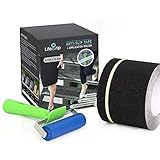 Anti Slip Traction Tape with Glow in Dark Green Stripe and Free Application Roller, 4 Inch x 30 Foot...