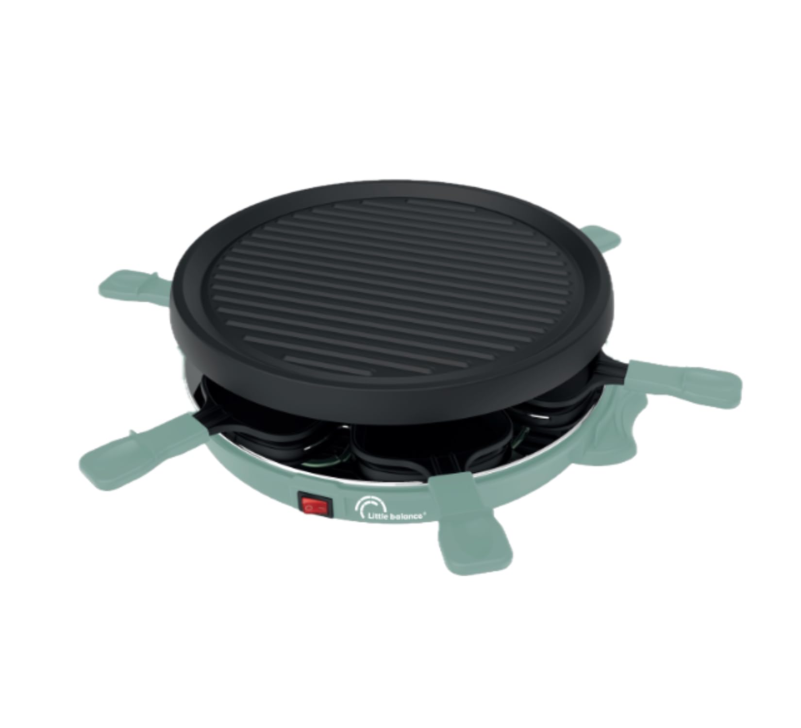 LITTLE BALANCE 8948 Cheese & Fun, Raclette Grill, 2 en 1, Jusqu'à 6 personnes, Sans PFAS, 800 W, Sapin