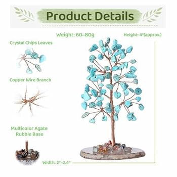 Amazon.co.jp: YATOJUZI グリーン ターコイズ クリスタル 木