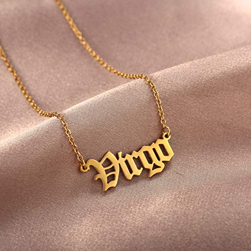 VLINRAS Old English Zodiac Necklace for Women, Horoscope Birth Star Sign Letter Astrology Constellation Necklace Birthday Gift2