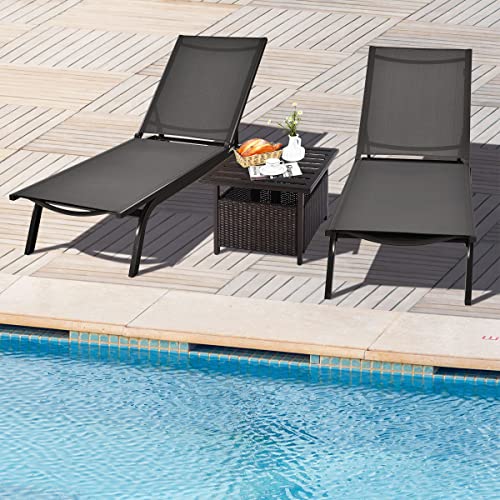 Nightcore Rattan Umbrella Side Table, Bistro Wicker Side Table with Storage Slot, Patio Umbrella Side Table Stand with 1.57\" Umbrella Hole, Outdoor Leisure Coffee Table for Garden, Poolside, Deck