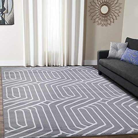 A2Z Rug |Paris 1939 Textile Modern Silver Grey Pattern |Living Room Hall Bedroom Area Rug |Soft Short Pile 160x230cm-5'3" x7'7''ft |Geometric Large Area Carpet Cover