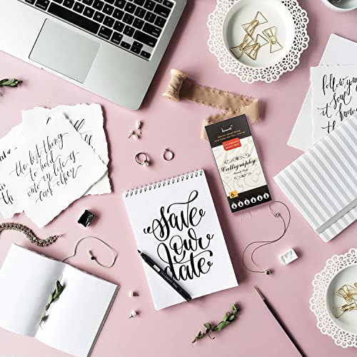 Brusarth Calligraphy Pens, Calligraphy Pens For Writing,Brush Pens Calligraphy Set For Beginners, Hand Lettering Pens, 4 Size(6 Pack) #TOP5