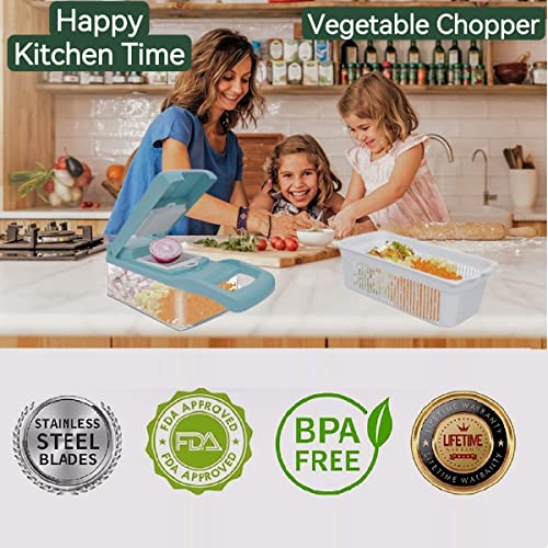 Vegetable Chopper 12 In 1 Multifunctional Purpose Vegetable Slicer Blue Vegetable Cutter Veggie Chopper Onion Chopper With Container Food Chopper Mandoline Slicer Dicer Cutter For Kitchen #TOP1