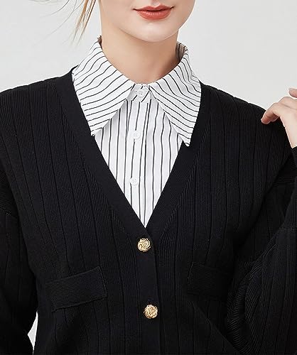 Image of GUZOSJO Blue Striped Detachable Collar Shirt,Dickey Half Blouse False Collar for Lady Girls Men