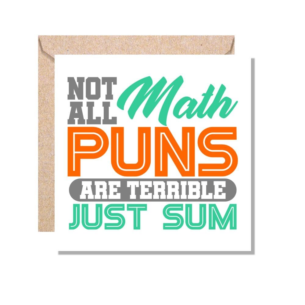 MUGGZ Card Gift for Maths Teacher/Student - Not All Math Puns are Terrible. Just Sum - Giftset - Made in The UK