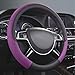 CAR PASS Rhombus Leather Universal Steering Wheel Cover, Fit for Suvs,Trucks,Cars,Sedans,Vans (Black&Dark Purple)