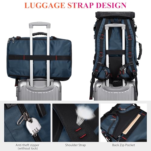 Image of WITZMAN Carry on Travel Backpack for Men Airline Approved Fits 16 inch Laptop | Nylon 3 in 1 Luggage Duffle Bag with USB Charging Port, Shoe Compartment, For Weekend Getaway, Overnight Trip, B682 Blue