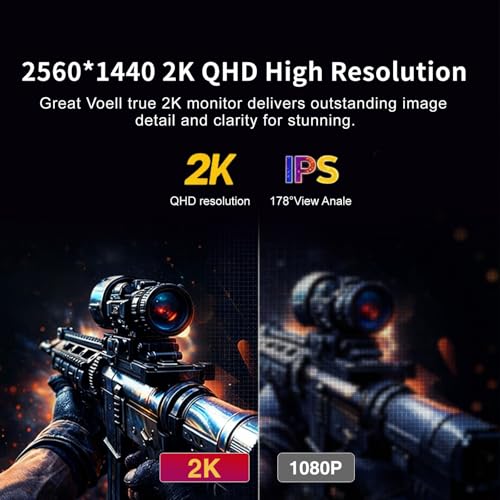 Image of 27 Inch QHD Computer Monitor, 2560 x 1440 2K IPS Panel, 100 Hz, 100% sRGB, 1500:1 Contrast Ratio, HDR10, FreeSync, DisplayPort, HDMI, USB Ports, VESA Mountable for Home Office, Black