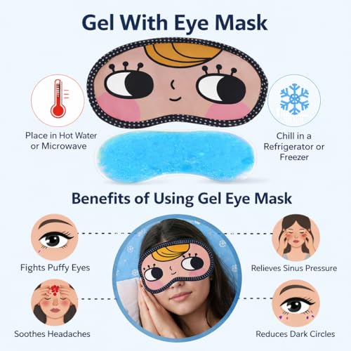 Image of Jenna Super Soft Sleeping Mask Blind Fold for Comfortable Sleep Travelling Sleep Mask Pad for women Eye Mask (YellowHairHappy Gel)