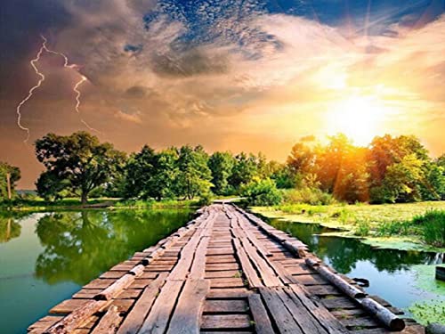 Peinture au diamant 5D paysage de pont pour une déco de bureau relaxante
