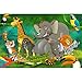 Produktbild GREAT ART XXL Poster Kinderzimmer  Dschungel Safari  Dekoration Natur Tierpark Wilde Tiere Giraffe Elefant AFFE Löwe Papagei Kinder Wandposter Wandgestaltung Comic Style (140 x 100 cm)
