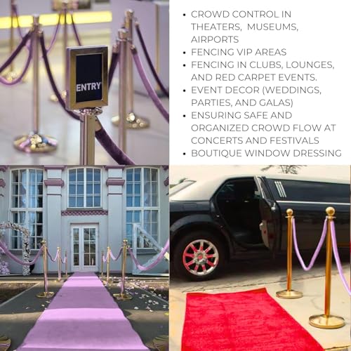 4 PСS Station Set for Parties - Light Pink VIP Ropes for Posts Twisted Ropes for Hotel Lobby with Snap Hooks Rope Stations for Stands Queue and Special Events by Chambridge - Image 9
