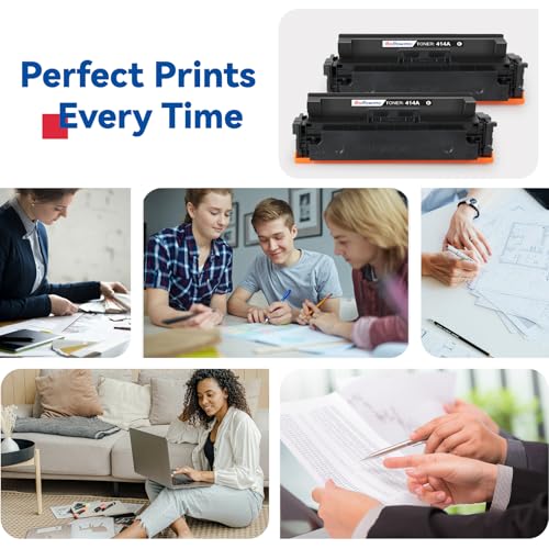 Image of 414A Black Toner Cartridge Compatible for HP M479fdw Toner Cartridges 2Pack | W2020A Use for Color MFP M479 M479fdw, Pro M454, Enterprise M455dn, MFP M480f Series Printers, Black 2400 Pages