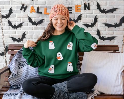 Halloween Sweatshirt Women Spooky Season Sweaters Sequin Skeleton Shirt - image 2