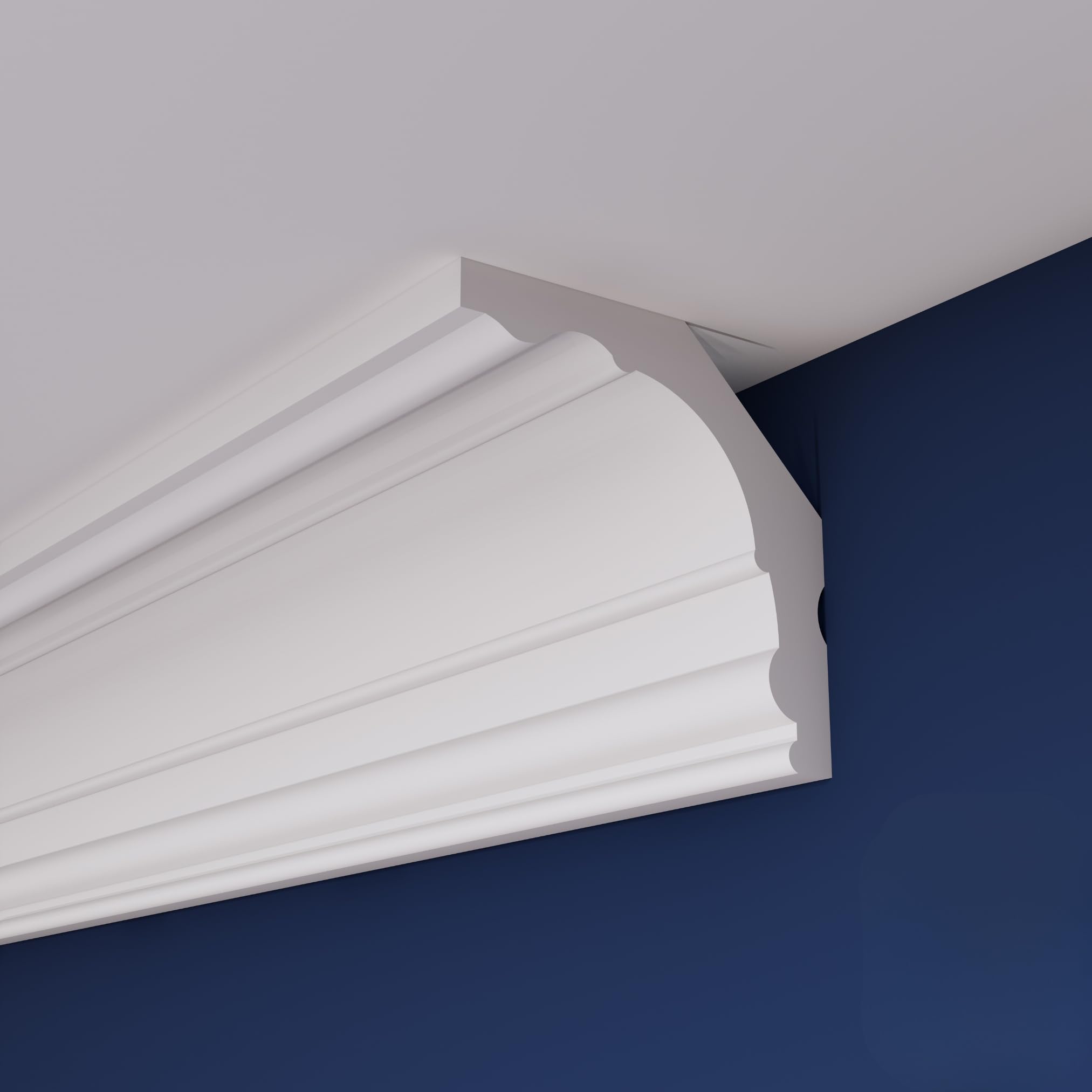 WOLDECOR Coving for Ceilings, Premium White XPS Cornice Coving, Lightweight Ceiling Moulding, Flexible Trim, Paintable Finish, Easy DIY Fit, Moisture Resistant (10m, WV06)