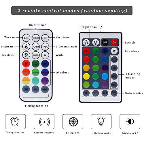 HLSUSAN 4 Stück Unterwasser Licht Pool Licht LED Leuchten mit Saugnapf und Fernbedienung Magnet Saugnäpfen wasserdichte 13 LED Poolleuchten RGB Multi Farbwechsel für Vase Base Party Schwimmbad – Bild 3