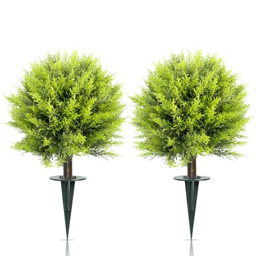 2 Pezzi Alberi Artificiali di Cipresso Topiaria da 24Inch, Realistici,