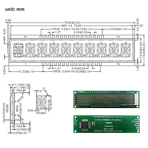 DECDEAL Módulo de 10 bits de 16 segmentos Tubo de segmento digital de 10 bits Módulo de tela LCD SPI