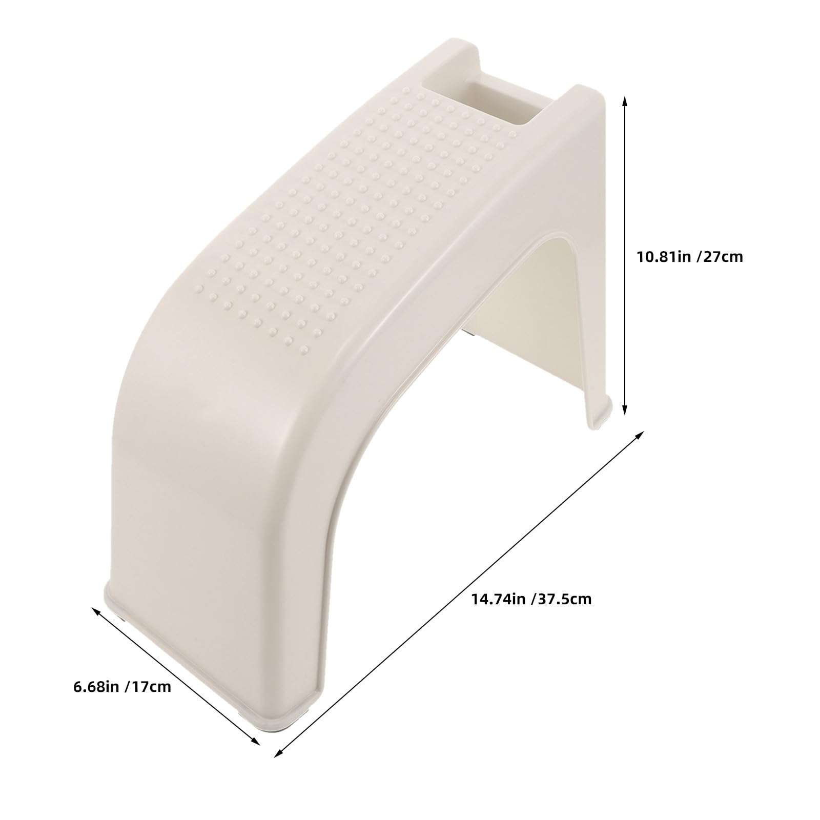 2 Pezzi Poggiapiedi per Pedicure Scatola Integrata, Beige | Plastica, Piattaforma Antiscivolo e Base Rialzata, Bordi Curvi e Angolo Compatto per Manicure