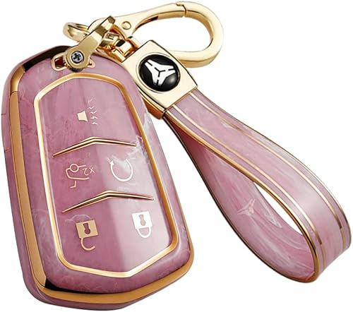 Miniatura 7 de ontto Compatible con funda para llavero Cadillac con diseño de mármol, Naranja