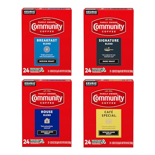Image of Community Coffee Variety Pack 96 Count Coffee Pods, Medium Dark Roast, Compatible with Keurig K-Cup Brewers, 24 Count (Pack of 4)