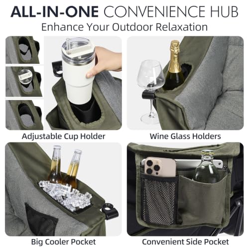 Image of Oversized Camping Chair for Adults 2 Pack - Heavy Duty Outdoor Padded Chair