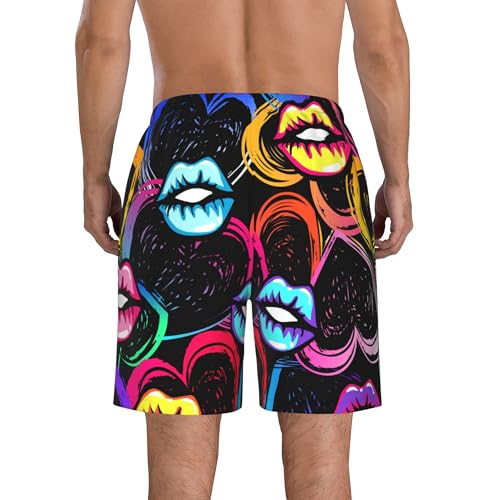 AMRANDOM Men Swim Trunks Drawstring Elastic Waist Quick Dry Beach Shorts with Pockets3