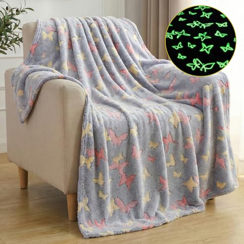 Image of Story@Home Glow in the Dark Blankets for Kids | Kids Cooling Quilt | Kids Blanket 0-15 Years (200x15 cm) Soft Fleece Blanket |Cozy All-Season Radium Blanket for Boys & Girls - Butterfly
