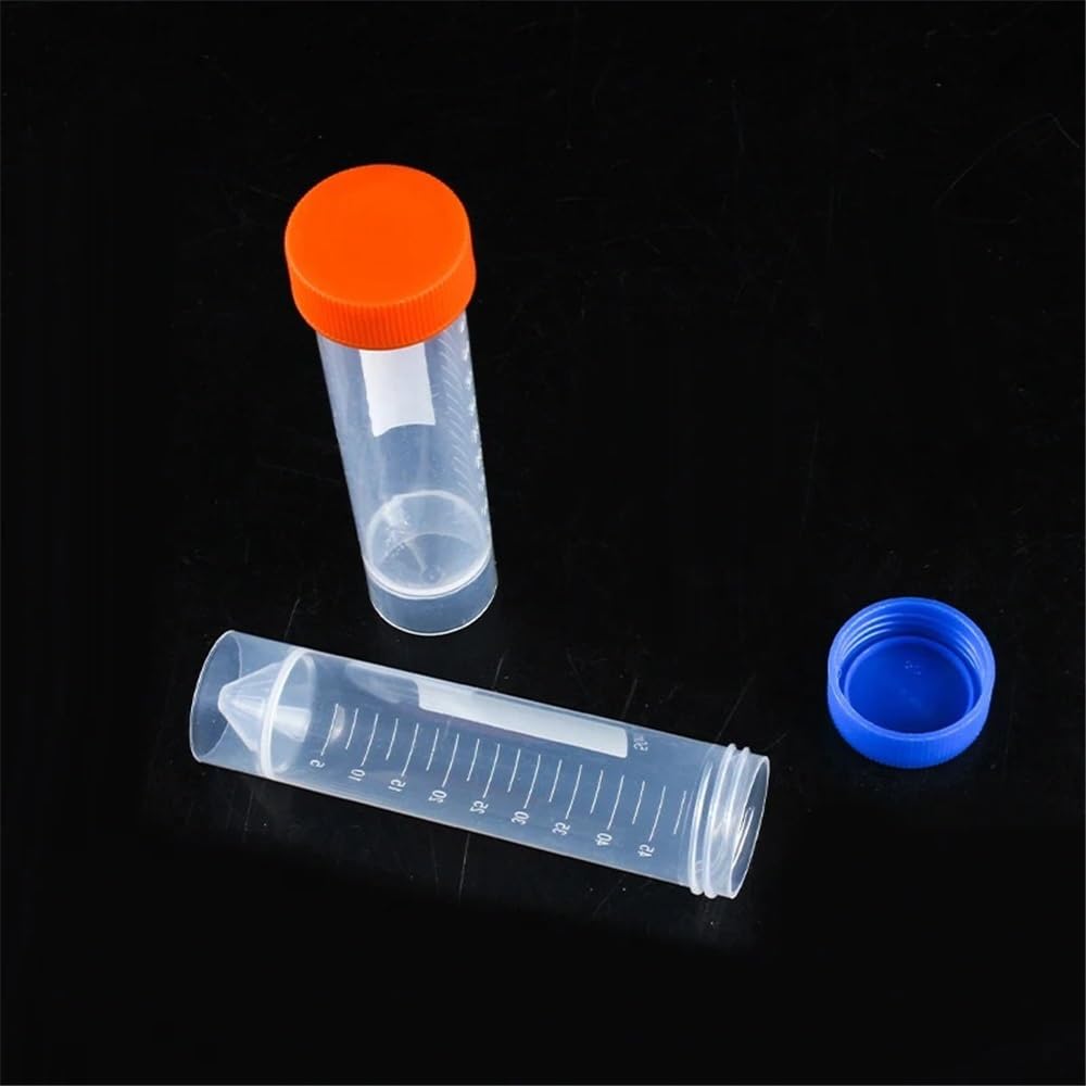 Laborglaswaren 10 Stücke 50 Stücke 100 Stücke 50 ml Kunststoff Zentrifugenröhrchen mit Schraubverschluss und Skala Laborbedarf(Orange Caps (100pcs))